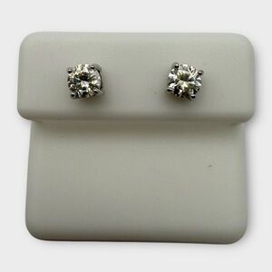 Moissanite Solitaire Stud Earrings in Sterling Silver